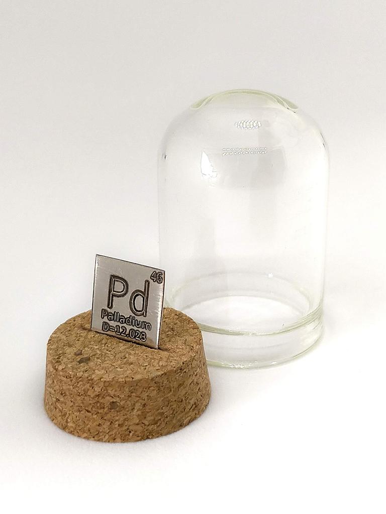 Elemental Palladium 10mm square mirror type A specimen (Pd), plate, finish, engraving.