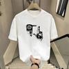 Couples Cotton T-Shirt Short Sleeve Black White Tops Breathable Comfortable Soft Casual Sport Tees