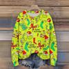 Long Sleeve Pullover Sweaters For Women O Neck Casual Cute Printing Knit Oversized Sweater