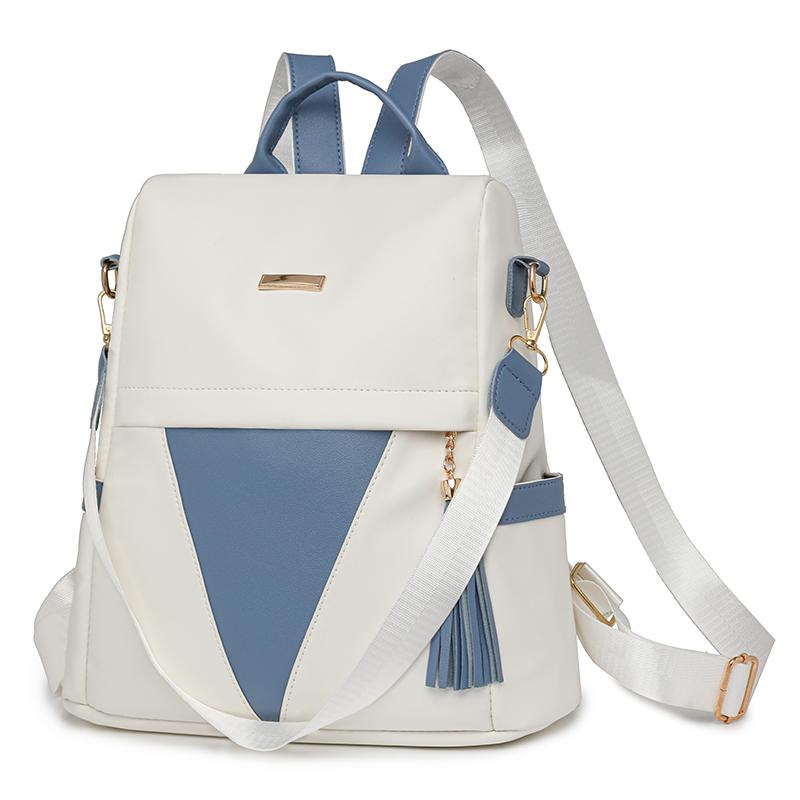 Diebstahlsicherer Rucksack Damen Farbkontrast Pendlerrucksack Großes Fassungsvermögen Multifunktionale Quasten-Umhängetasche