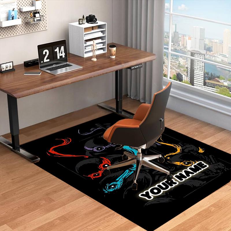 1PC Custom Name "Dark Fantasy Warrior" Theme Floor Mat Ideal for Living Room, Game Rooms, Office, Bedroom Floor Mat Playful Design