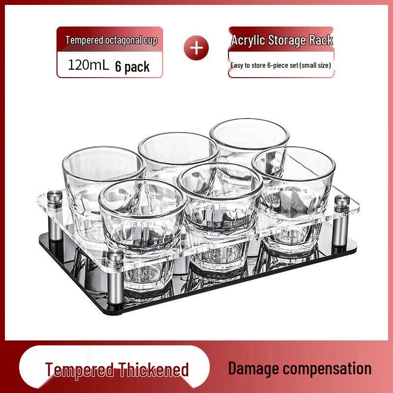 Qiwei Tempered Octagonal Glass Tumbler Set
