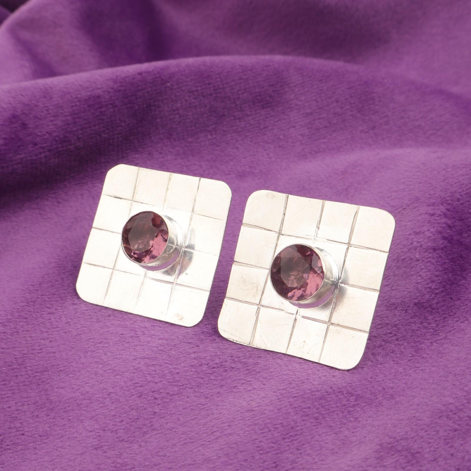 

Натуральный родолит стерлинговое серебро ар-деко пусеты пусеты пусеты уникальные серьги EE-146-10