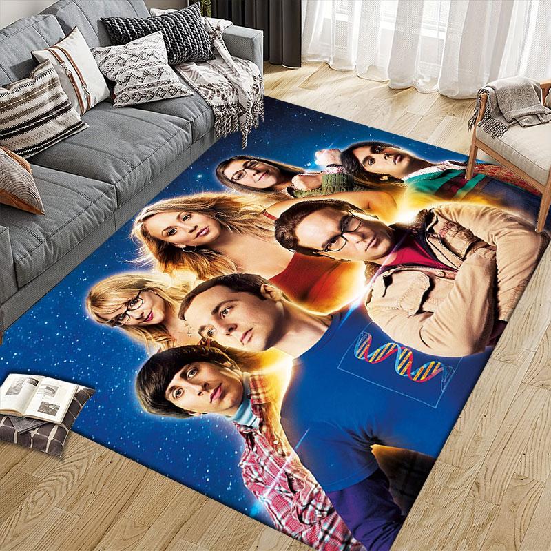 The Big Bang Theory Flannel Printed Carpet, Home Sofa Decoration for Living Room & Bedroom, Non‑Slip Play Flannel Floor Mat for Game Room