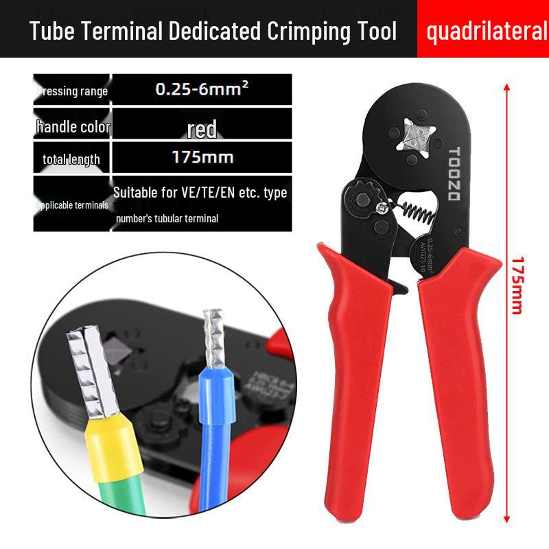 Electrician's Tube and Pin Terminal Crimping Pliers with Cold-Pressed Wire Functionality