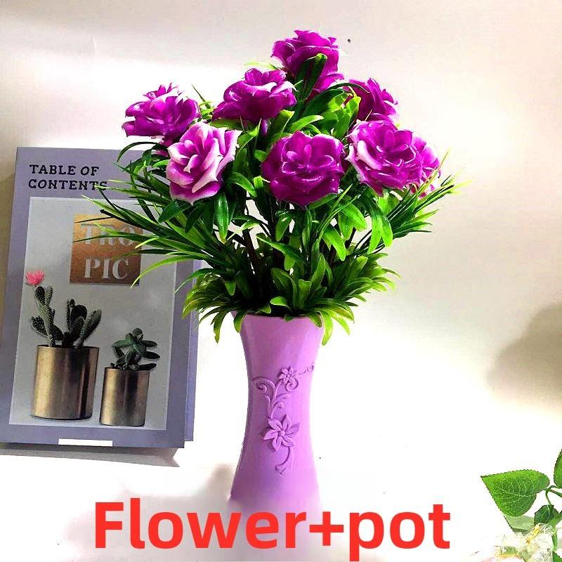 Eleven Simulate Large Roses Fake Flowers Potted Plants Decoration Indoor