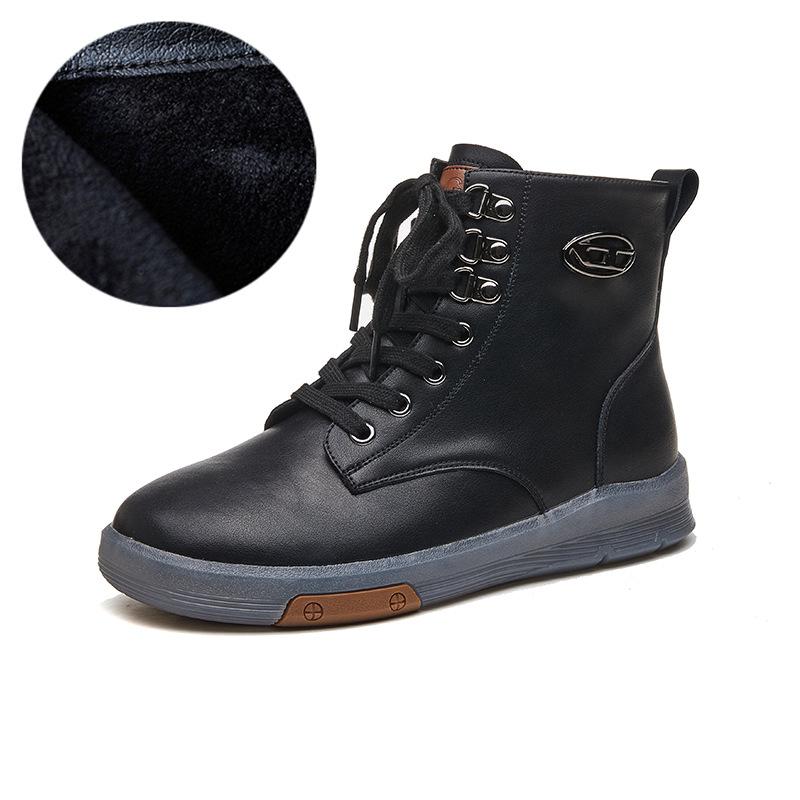 High-top shoes women's 2025 new autumn and winter velvet Martin boots leather spring and autumn shoes beef tendon soles short boots casual women's