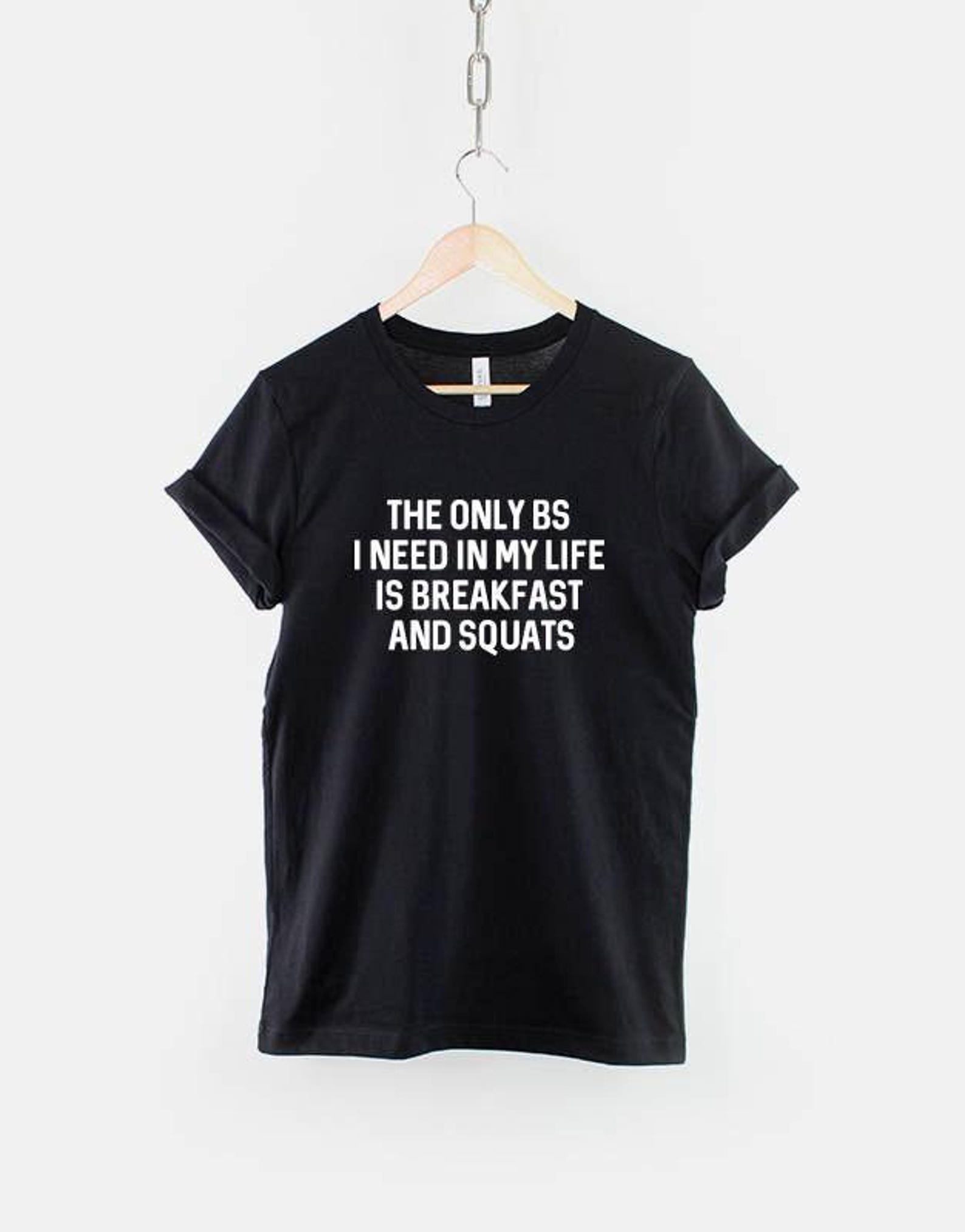 Breakfast and Squats Shirt: Humorous Gym Tee - Fitness Motivation, Casual Wear, Unisex Design XL