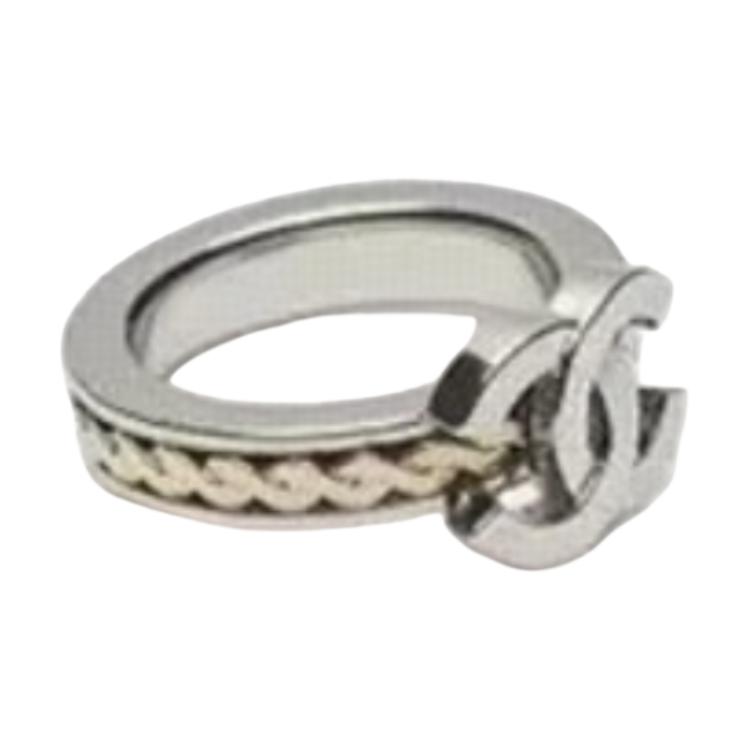 

Chanel 25A Early Autumn Logo Detail Ring Unisex rings Silver AB-25A-0075 Box+Shopping Bag,52