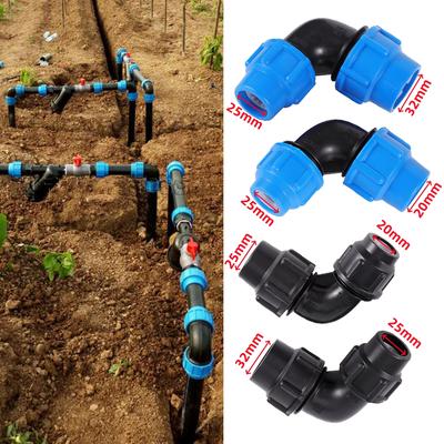 Codo Reductor de PE de 90° Conector Rápido Junta de Diámetro Diferente 25 mm a 20 mm / 32 mm a 25 mm Accesorios Suministros para Riego de Jardín