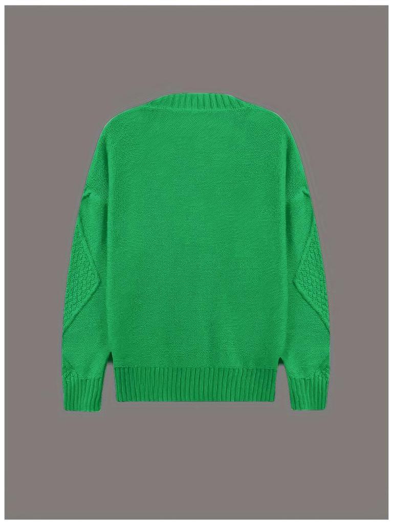 Women's Solid Color V-Neck Knit Sweater Coat for Autumn/Winter - European & American Style Casual Wear