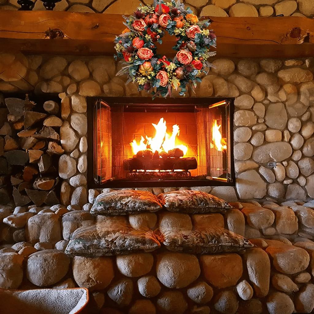 Fall Peony and Pumpkin Wreath, Autumn Year Round Wreaths for Front Door, Artificial Fall Wreath, Autumn Front Door Wreath Thanksgiving Wreath