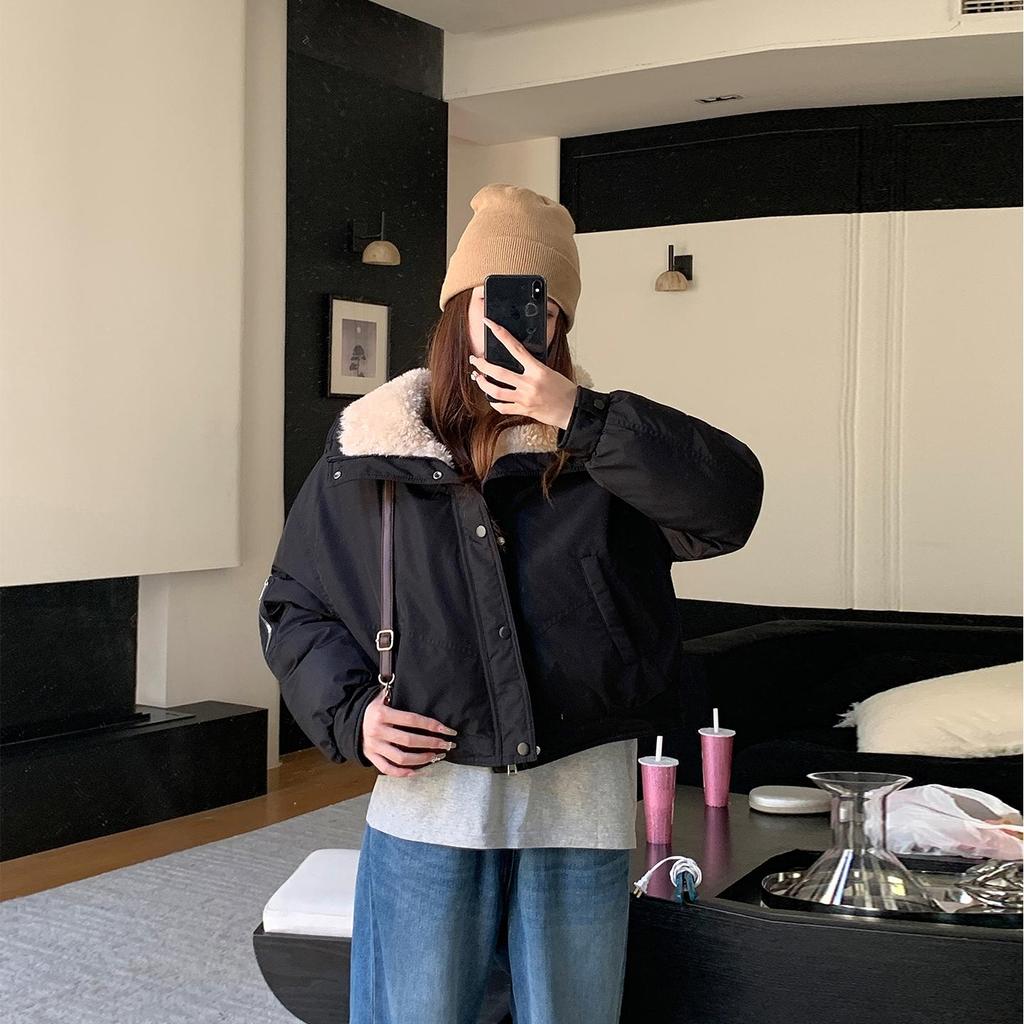 Autumn Winter Thicken Warm Parka Women Casual Sweety Solid Color Big Pocket Loose Jackets Outwear