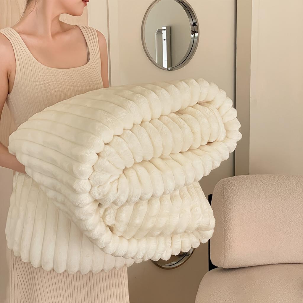 Coperta in Flanella Monocolore Morbida Coperta in Finta Pelliccia di Coniglio Calda Accogliente Copriletto per Divano Letto Viaggio a Quadri