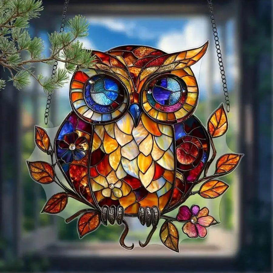 1pcs colorful owl pendant, suitable for home, living room, and bedroom decoration. It is a perfect gift for animal lovers,