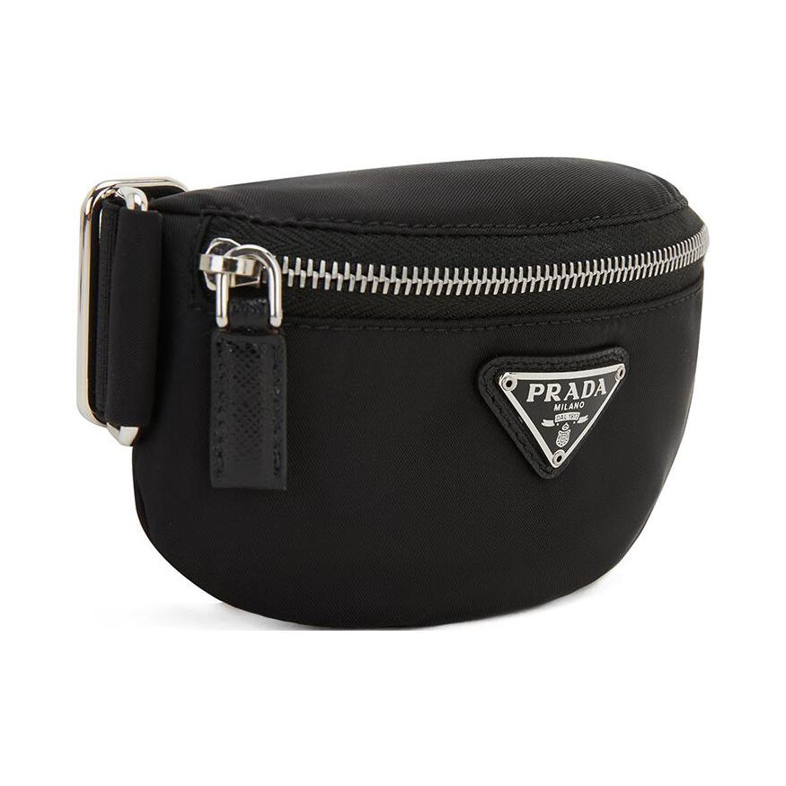 Prada Triangle Metal Logo Nylon Shoulder Bag Crossbody Waist Bag Men Bags Black 2TT0952DMK-F0002