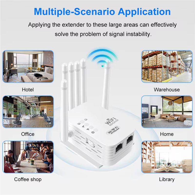 Dual Network Interface Wifi 6 Repeater Signal Amplifier Router 300Mbps Signal Booster Cellular Communication Amplifier
