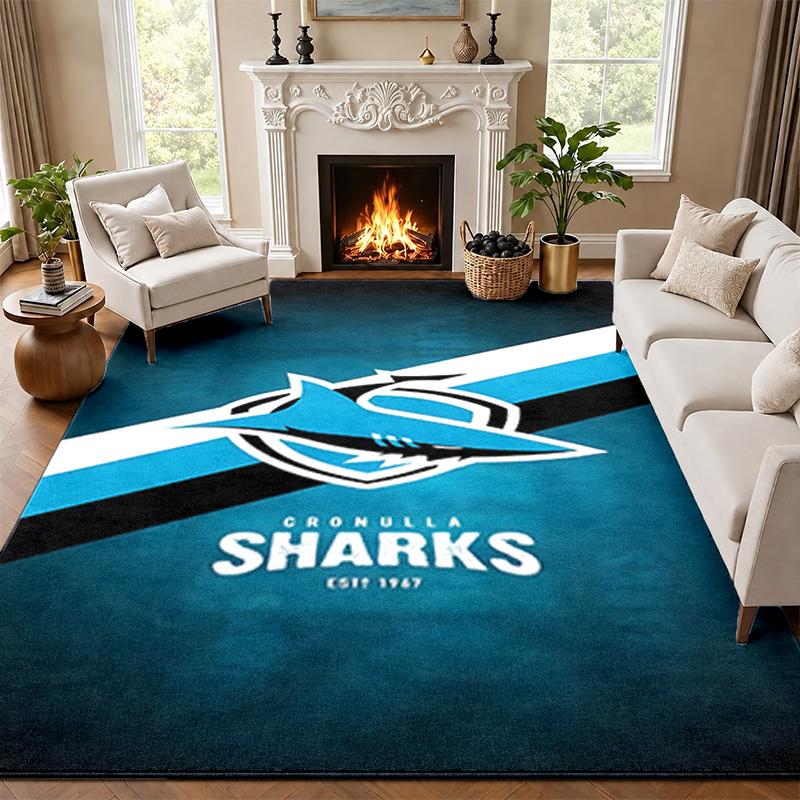 Cronulla Sharks Carpet Door Mat for Living Room or Bedroom Protective Mat Under Chair Office Decoration Christmas Gift Birthday Present