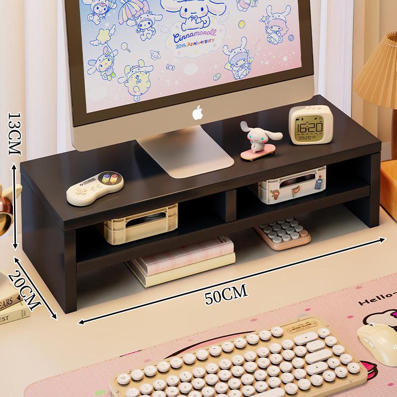 White Computer Monitor Stand with Drawer - Desk Riser for Girls