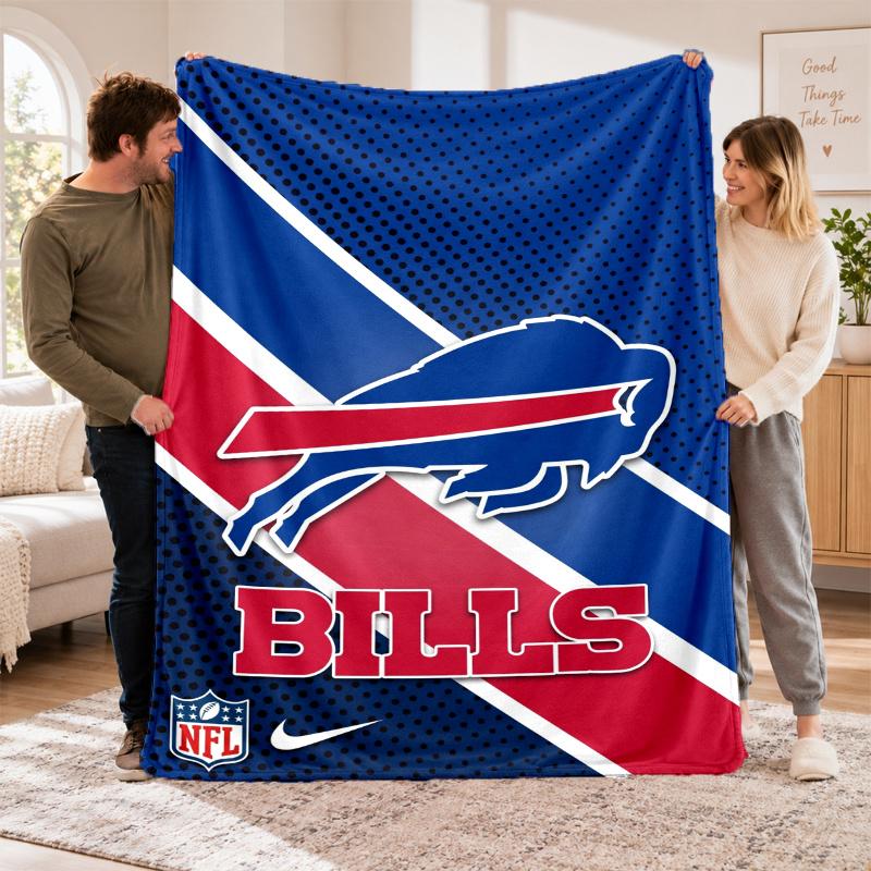 Flannel Fleece Blanket with Buffalo Bills Design, Soft Lightweight Throw for Bed Sofa Travel