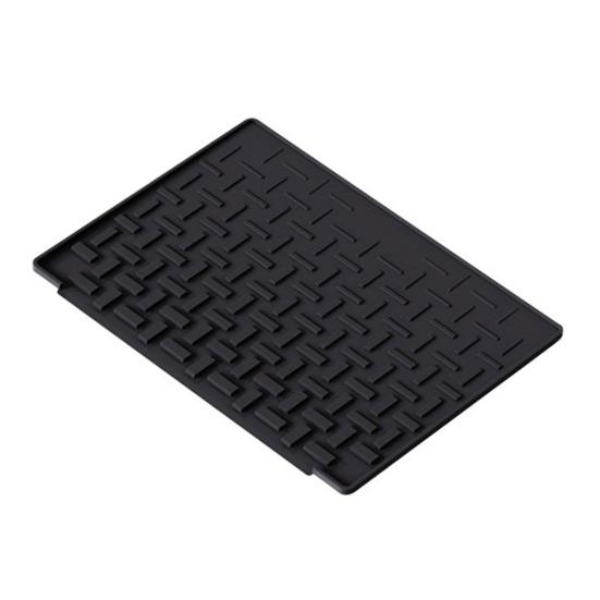 Складной силиконовый коврик для сушки посуды в клетку четырехскладной с уклоном противоскользящий безопасный для посудомоечной машины быстрое дренирование воды кухонный коврик для сушки B чёрный 1290₽