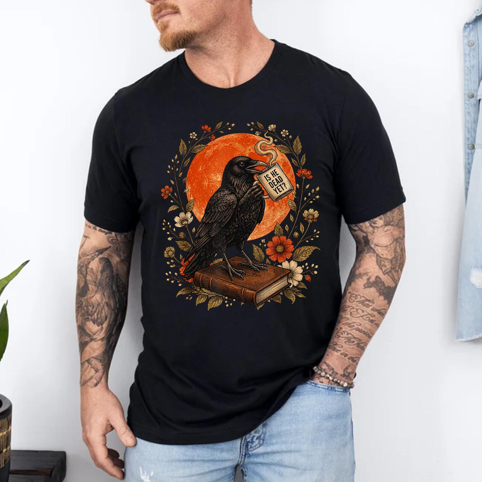 is He Vintage Dead Yet Dark Crow Raven Bird Humor Gothic T-Shirt S разноцветный