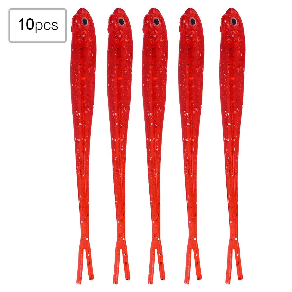 10pcs Freshwater Seawater PVC Fishing Bait 13cm Lifelike Soft Lures Accessory (Red)