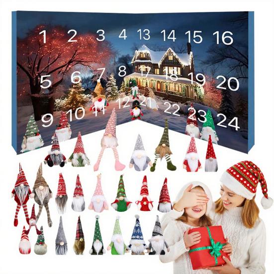 2025 Christmas Gnomes Advent Calendar 24 Days Countdown Box with Dwarf Figures Holiday Home Decoration Gifts