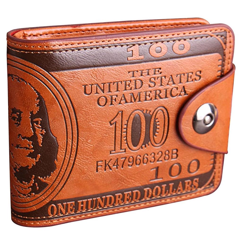 Men's Wallets with 100 US Dollar PatternWallet Male Leather Walet Photo Card HolderFashion Large Capacity Wallet Purse Bag