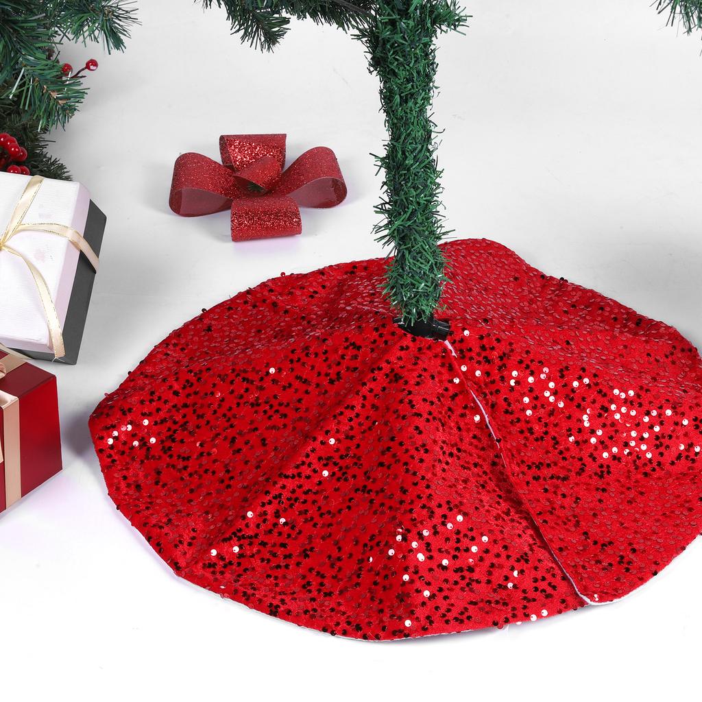 Christmas Tree Skirt W/ Small Sequin Mini Xmas Tree Skirts Small Tree Skirt for Home Party Holiday Indoor Outdoor Decorations