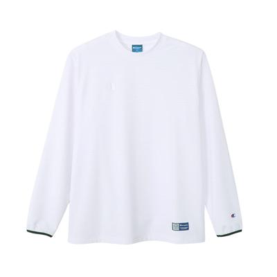 Long Round Quick Odor One Point Long Sleeve Volleyball White [Champion] T-Shirt, Sleeve, Neck, Drying, Stretch, Antibacterial, Resistant,