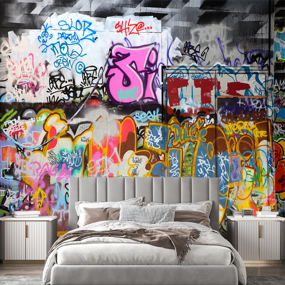 3d Graffiti Wall Mural Large Cartoon 3d Graffiti Wallpaper Suitable For Bedroom Living Room Cafe Bar Wall Mural