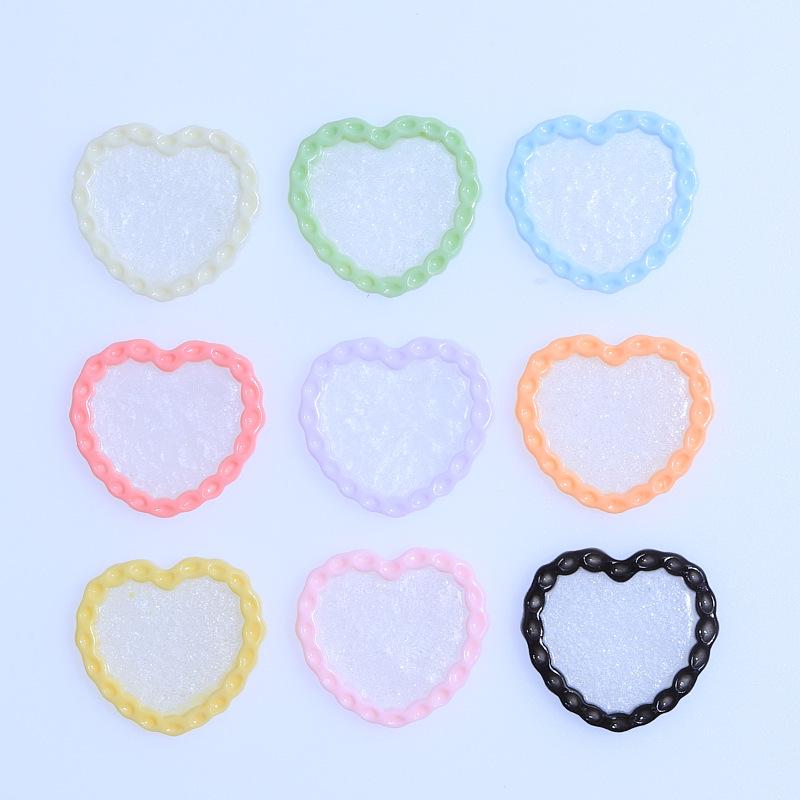 Love Heart Glitter Plate Handmade DIY Resin Accessories for Phone Cases, Hair Clips, and Jewelry