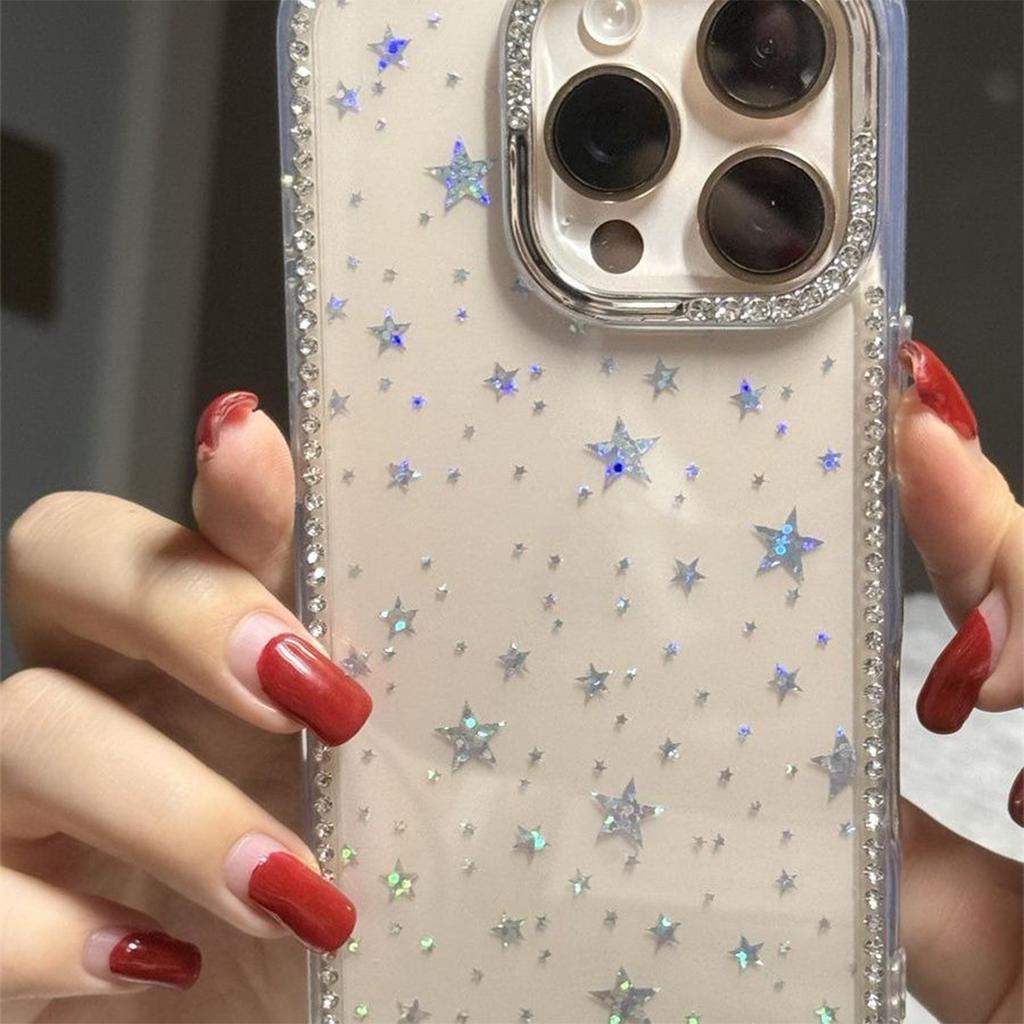 Laser Star Sparkling Diamond Case for Apple 17PROMAX Couple Light Luxury Anti Drop Internet Celebrity Inlaid Diamond Phone Case