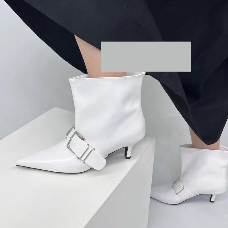 Pointed Toe Women Fashion Boots Ankle Mid Heels Shoes Dresigner Buckle Women Chelsea Boots Winter New Trend 2024 Goth Chaussures