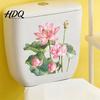 Lotus Leaf Decals Flower Toilet Sticker Peel and Stick Bathroom Decor Decal Removable Waterproof Lid Wall Sticker Water Resistant