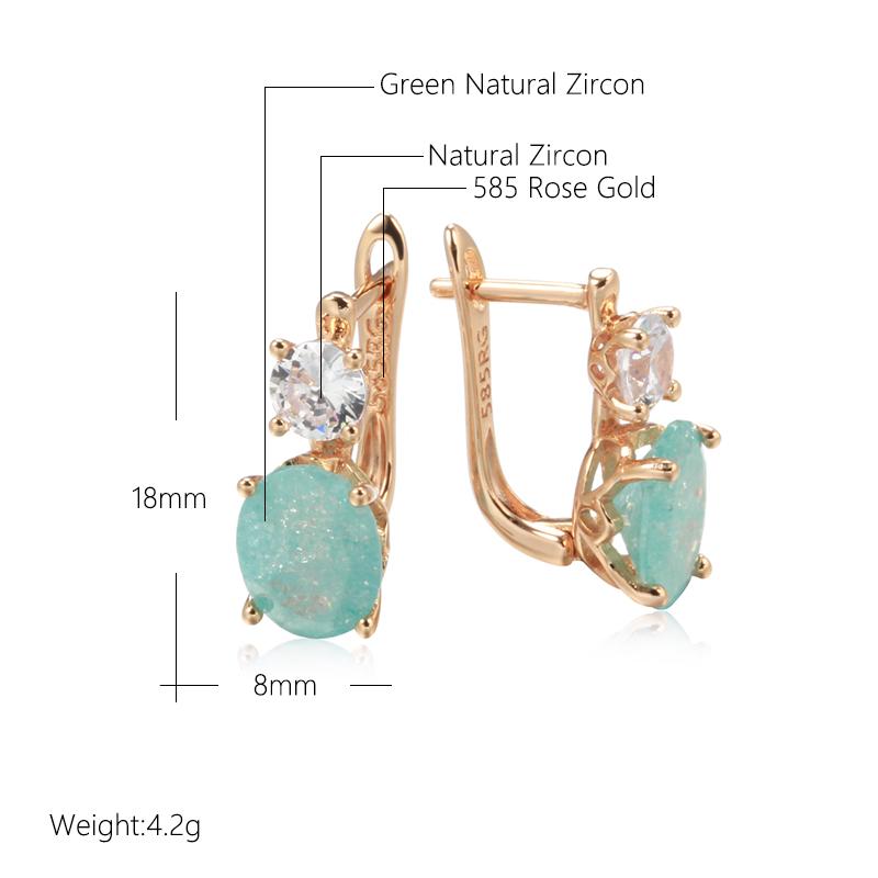New Emerald Oval Cut Zircon Drop Earrings For Women Luxury Natural Zircon With Rose Gold Earrings Wedding Jewelry