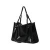 Large Capacity PU Leather Shoulder Bag College Student Large Handbag Black Tote Bag  Girls Gift