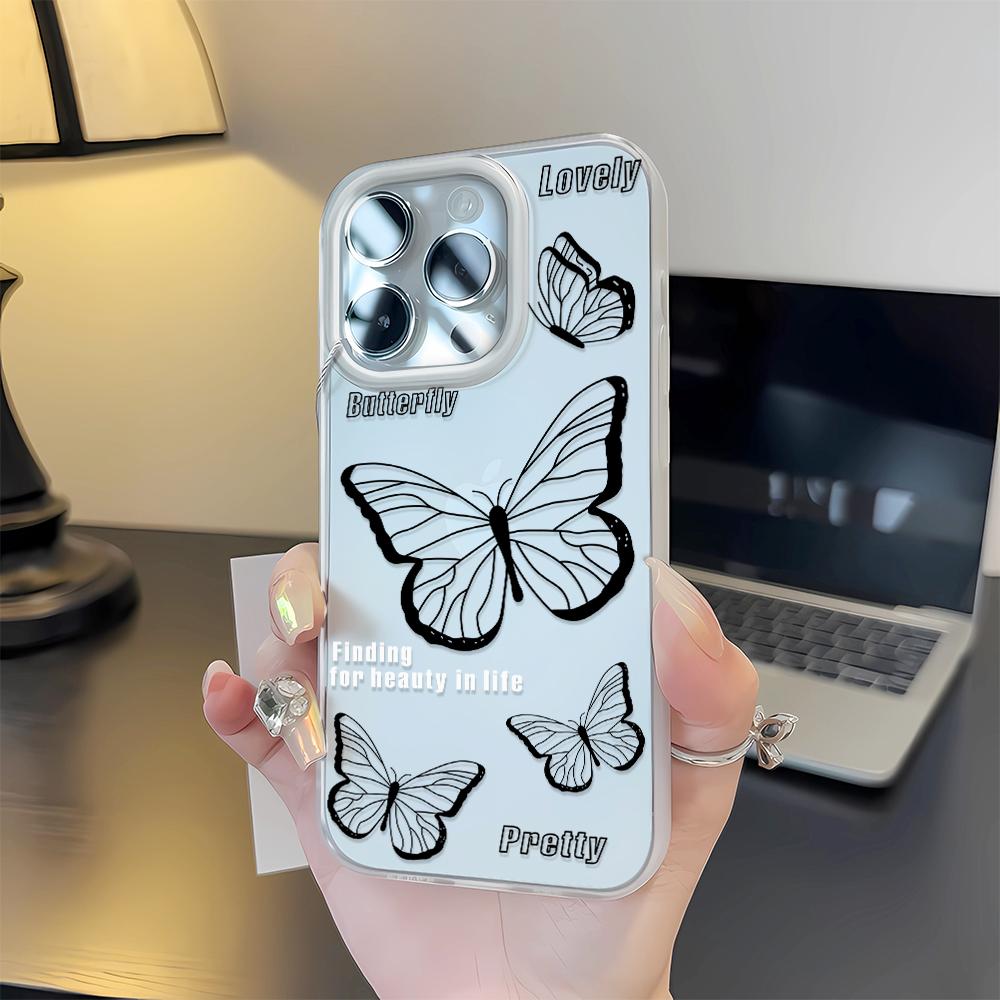 Black butterfly Clear Case for IPhone 16 15 14 13 12 11 Pro Max X XS Max XR 7 8 Plus Case Cover 16E