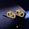 Korean Luxury Diamond Hollow "V" Earrings - Chic Feminine Fashion