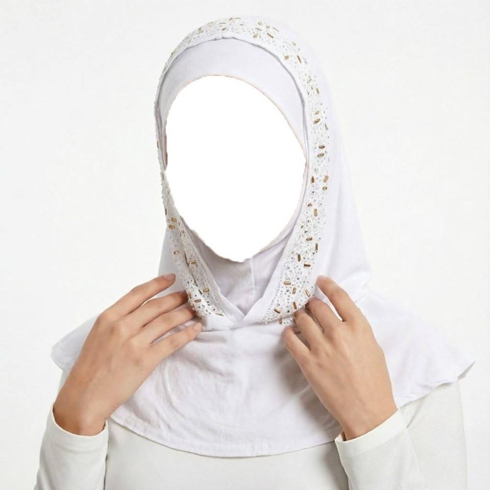 Soft Elastic Instant Hijab Cap Stretchable Head Wrap Hat Fashion Pull on Hijab Daily Wear