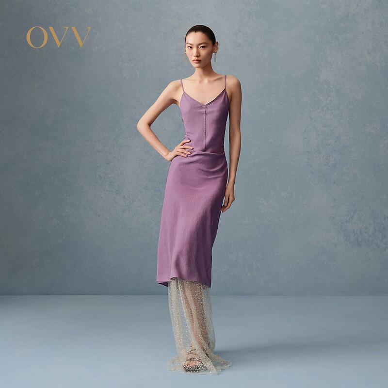 OVV Women s Satin Strap Dress with Metal Chain Detail S