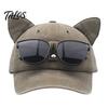 Cat Ear Trucker Hat Hat, Baseball Cap with Detachable Sunglasses, Funny Aviator Style Adjustable Pilot for Outdoor Travel UV Protection Sun Sunglasses