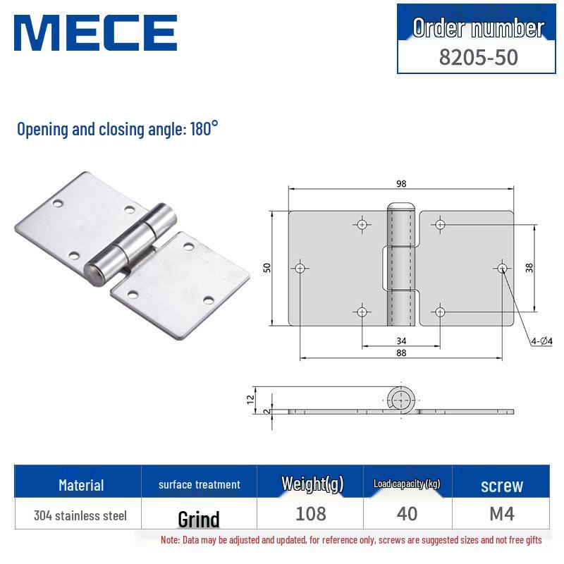 304 Stainless Steel Thickened Cabinet & Wooden Door Hinges