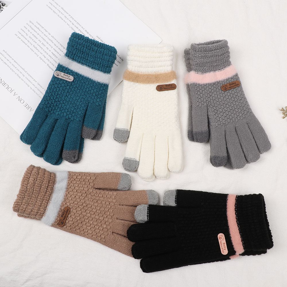 Winter Warm Stretch Outdoor Skiing Touch Screen Gloves Knitted Thicken Full Finger