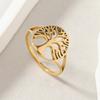 Creative Personality Stainless Steel Circle Hollowed-out Life Tree Couple Rings for Men Women Trendy Hip-hop Amulet Jewelry Gift