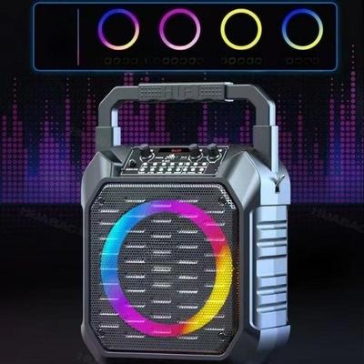 Karaoke Machine with 2 Wireless Microphones, Portable Speaker with LED Lights for Kids and Adults, Supports Bluetooth/USB/TF/AUX