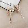 Gold Color Metal Leaf Hair Clip Girls Hairpin Barrette Flowers Rhinestone Hairpins Women Accessories Jewelry Gifts