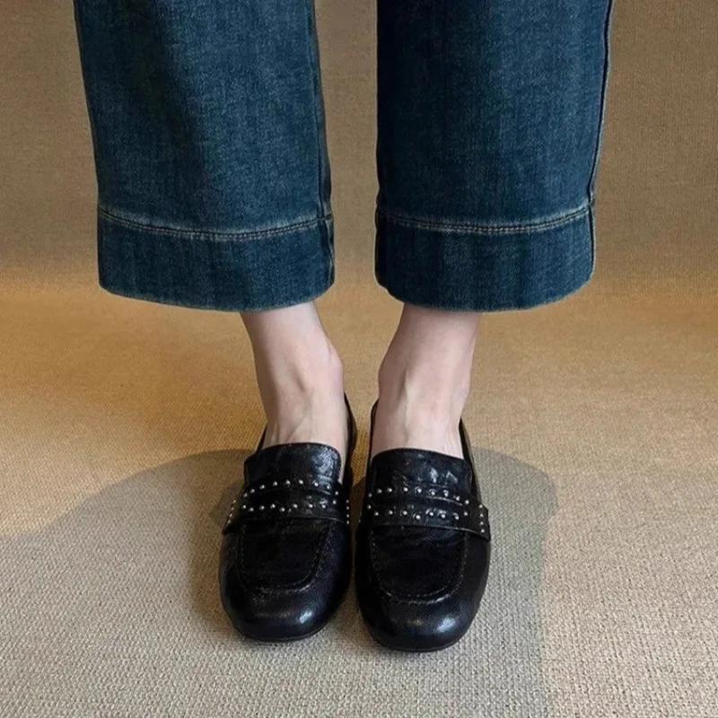 Fashion NEW Spring Sheep Suede Loafers Women Shoes Female Square Toe Pumps French Elegant Summer Shoes for Women Zapatos Para Mujer