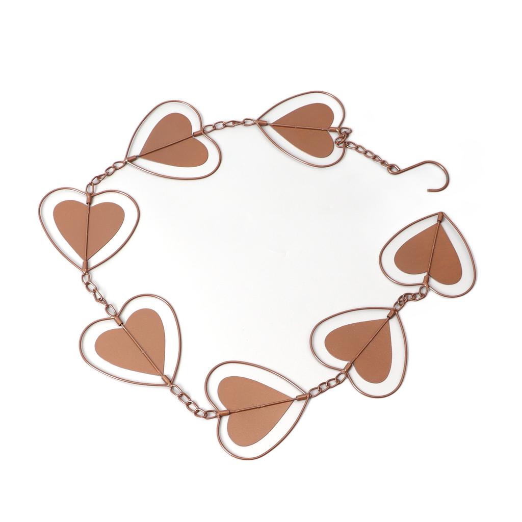 Metall Regnkjede Dreneringsfunksjon Dekorativ Hjerteformet Vindklokke med Krok for Balkong Terrasse